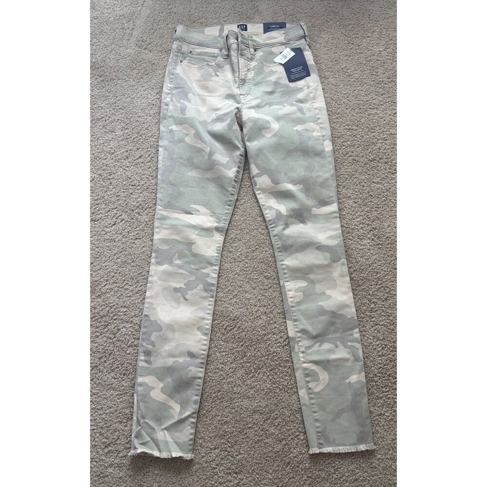 NWT GAP Jeans Womens Sz 6/28 Tall High Rise True Skinny Camo Stretch Denim